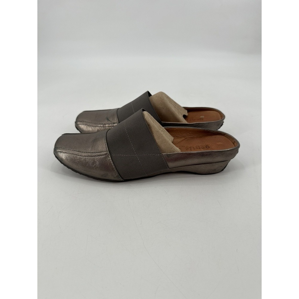 GENTLE SOULS Leather Iso Mule Gray Metallic Size 6.5 M